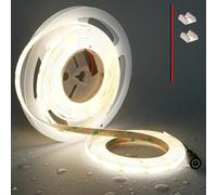 TOPAI Ruban LED COB 12V Blanc Naturel Exterieur Etanche IP65, 5M Bande LED 4000K Autocollant, Découpable, CRI>90, 480LEDs/M Haute Densité, Largeur 8mm pour Cuisine, Armoire, Décoration de la Maison