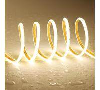 TOPAI Ruban LED COB 5M Blanc Naturel 4000K Etanche, Extra Fine 5mm Largeur, Bande LED 24V Exterieur, 400LED/M CRI>90 Autocollant, Découpable, pour Cuisine, Armoire, Décoration de la Maison