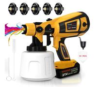 TOPALL Pistolet a Peinture sans Fil,Electrique Pulvérisateurs de Peinture,HVLP 200W 32000PRM 1000ML Pistolet Peindre pour makita Batterie avec 5 Buses et 3 Motifs pour Meubles, Clôtures, Murs