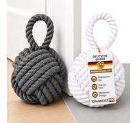 Topanbieder999 Lot de 2 butées de porte décoratives en jute Gris et blanc
