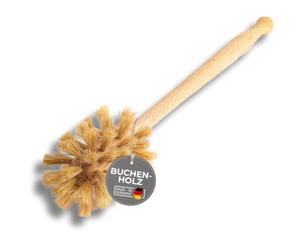TOPANBIETER 999 Goupillon en bois de hêtre et crin de cheval - Brosse à vaisselle durable pour verres, bouteilles, biberons, thermos, bouteilles de jus - Durable avec long manche