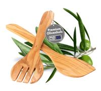 TOPANBIETER 999 Ustensile de cuisine en bois d'olivier (Lot de 2 couverts à salade)