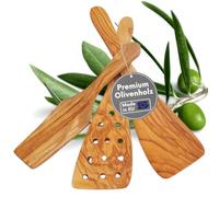 TOPANBIETER 999 Ustensile de cuisine en bois d'olivier (Lot de 3 spatules)