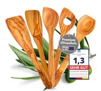 TOPANBIETER 999 Ustensile de cuisine en bois d'olivier (Lot de 5 cuillères de cuisine)
