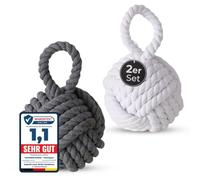 Topanbieter999 Lot de 2 butoirs de porte décoratifs en toile de jute gris et blanc