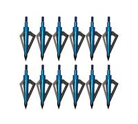 Toparchery 12 Pointes Larges Pointe de flèche 3D 125 Grains avec 3 Lames tranchantes pour flèches et arbalètes (Bleu)