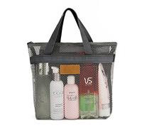 TOPASION Sac de douche portable en maille à suspendre avec fermeture éclair pour voyage, salle de sport, camping, dortoirs, plage (gris)