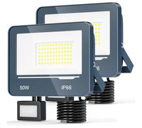 TOPAUBUB Spot LED Extérieur Detecteur de Mouvement 50W 5000LM - 6500K Blanc Froid Projecteur LED Exterieur Detecteur de Mouvement, IP66 Projecteur Extérieur avec Détecteur Jardin(2 Pièce)
