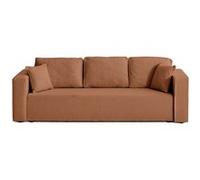 Topaze - canapé 3 places - convertible avec coffre - en tissu bouclette - Terracotta