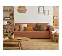 Topaze - canapé 3 places - convertible avec coffre - en tissu - Terracotta