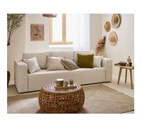 Topaze - canapé 3 places - convertible avec coffre - en tissu velours relief - Ecru