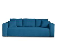Best mobilier Canapé 3 places Topaze convertible avec coffre en velours côtelé Bleu Ardoise