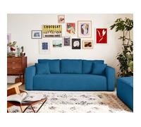 Bestmobilier - Canapé Convertible avec Coffre Topaze en Velours Côtelé - Canapé Lit - Sofa Bleu Ardoise 3 Places - Salon