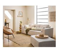 Topaze - canapé 3 places - convertible avec coffre - en velours côtelé plat - Ecru