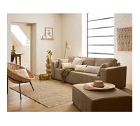 Topaze - canapé 3 places - convertible avec coffre - en velours côtelé plat - Latte