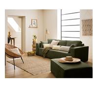 Topaze - canapé 3 places - convertible avec coffre - en velours côtelé plat - Vert