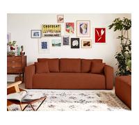 Topaze - canapé 3 places - convertible avec coffre - en velours côtelé - Terracotta