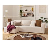 Topaze - canapé d'angle déhoussable réversible 4 places en tissu bouclette - Beige Beige