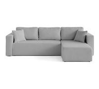 Topaze - canapé d'angle déhoussable réversible 4 places en tissu bouclette - Gris clair