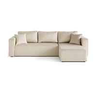 Topaze - canapé d'angle déhoussable réversible 4 places en velours - Beige Beige G