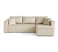 Topaze - canapé d'angle déhoussable réversible 4 places en velours - Beige Beige G