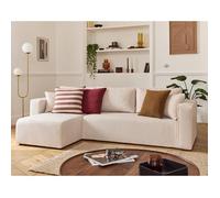 Topaze - canapé d'angle déhoussable réversible 4 places en velours côtelé - Beige