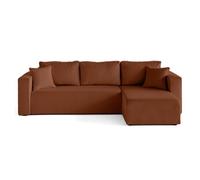 Topaze - canapé d'angle déhoussable réversible 4 places en velours côtelé - Terracotta Terracotta