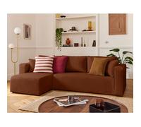 Topaze - canapé d'angle déhoussable réversible 4 places en velours côtelé - Terracotta