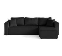 Topaze - canapé d'angle déhoussable réversible 4 places en velours - Noir Noir G