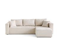 Topaze - canapé d'angle déhoussable réversible 4 places en velours texturé - Beige