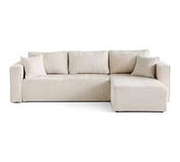 Topaze - canapé d'angle déhoussable réversible 4 places en velours texturé - Beige