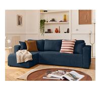 Topaze - canapé d'angle déhoussable réversible 4 places en velours texturé - Bleu Bleu G
