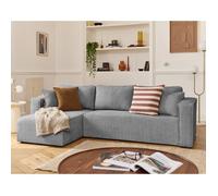 Topaze - canapé d'angle déhoussable réversible 4 places en velours texturé - Gris