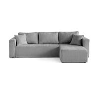 Topaze - canapé d'angle déhoussable réversible 4 places en velours texturé - Gris