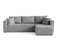 Topaze - canapé d'angle déhoussable réversible 4 places en velours texturé - Gris