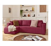 Topaze - canapé d'angle déhoussable réversible 4 places en velours texturé - Prune