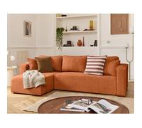 BestMobilier - Topaze - canapé d'angle déhoussable réversible 4 Places en Velours texturé, Rouille