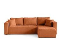 Topaze - canapé d'angle déhoussable réversible 4 places en velours texturé - Rouille Rouille G