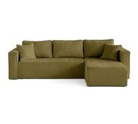 Bestmobilier - Topaze - canapé d'angle déhoussable réversible 4 Places en Velours texturé, Vert Olive
