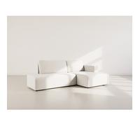 Topaze - canapé d'angle droit 4 places convertible avec coffre sans accoudoir en velours côtelé - Beige