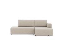 Topaze - canapé d'angle droit 4 places convertible avec coffre sans accoudoir en velours côtelé - Beige