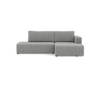 Topaze - canapé d'angle droit 4 places convertible avec coffre en velours côtelé - Gris clair Gris clair G