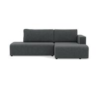 Topaze - canapé d'angle droit 4 places convertible avec coffre en velours côtelé - Gris foncé