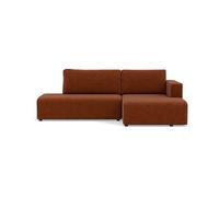 Topaze - canapé d'angle droit 4 places convertible avec coffre sans accoudoir en velours côtelé - Terracotta Terracotta G