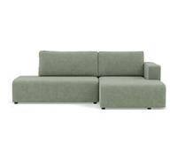 Topaze - canapé d'angle droit 4 places convertible avec coffre en velours côtelé - Vert sauge Vert sauge G