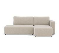 Topaze - canapé d'angle droit 4 places convertible avec coffre sans accoudoir en velours côtelé - Beige Beige G