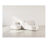 Topaze - canapé d'angle gauche 4 places convertible avec coffre en velours côtelé - Beige