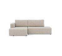 Topaze - canapé d'angle gauche 4 places convertible avec coffre en velours côtelé - Beige