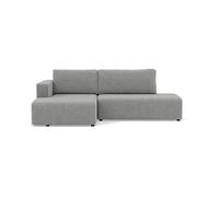 Topaze - canapé d'angle gauche 4 places convertible avec coffre en velours côtelé - Gris clair