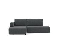 Topaze - canapé d'angle gauche 4 places convertible avec coffre en velours côtelé - Gris foncé
